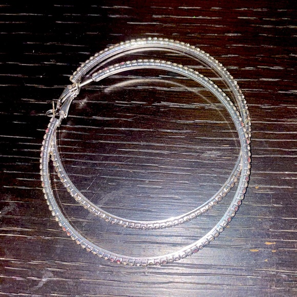 Jewelry - X-LARGE RHINESTONE HOOPS🖤